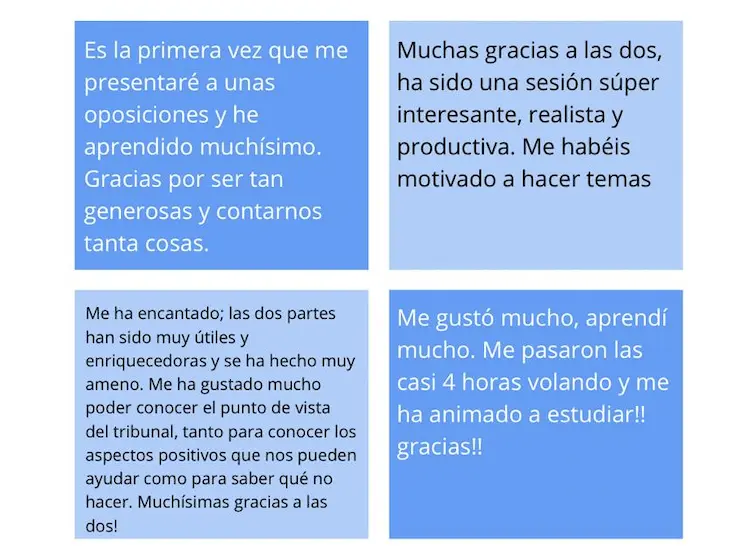 Testimonios taller tema oposiciones 1