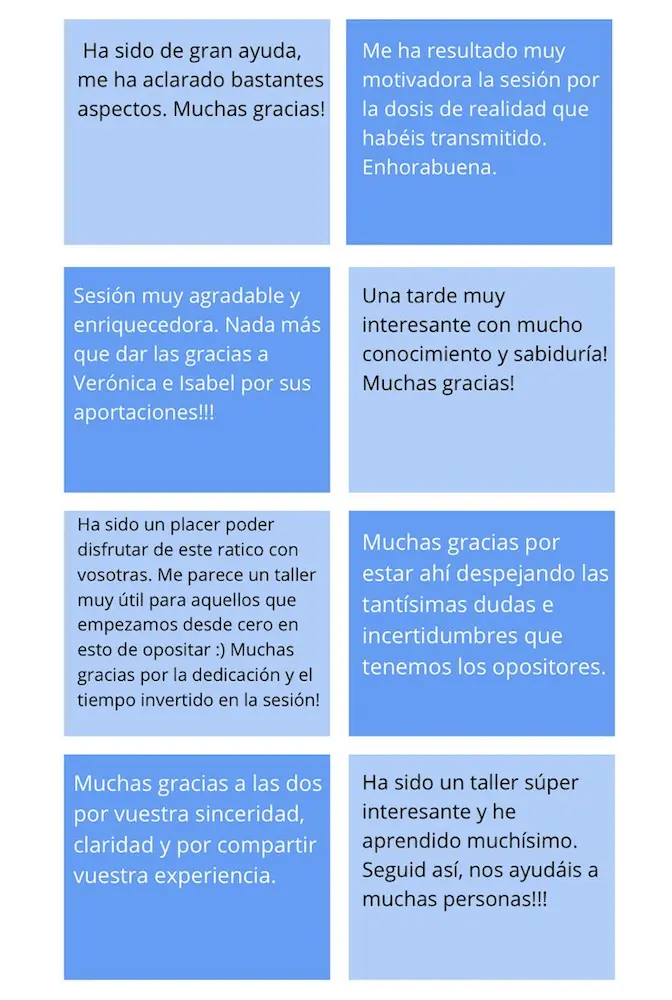 Testimonios taller tema oposiciones 3